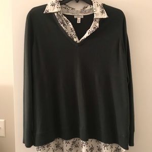 Sweater with faux undershirt